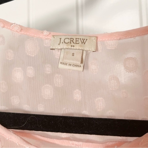 J Crew Womens Pullover Sheer Blouse Size Small Light Pink Tie Front Polka Dot - Picture 3 of 4